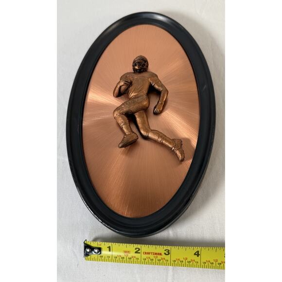 Copperama Football Male Player Wall Plaque 3-D copper art w/Frame, 85-29 - Picture 6 of 9